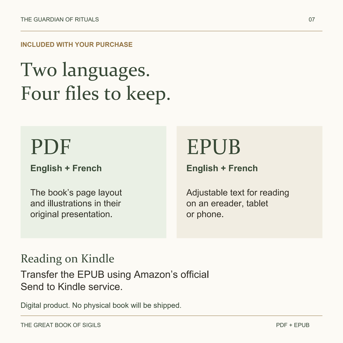 Each purchase includes four files: English PDF, English EPUB, French PDF and French EPUB. Read on Kindle using Send to Kindle.