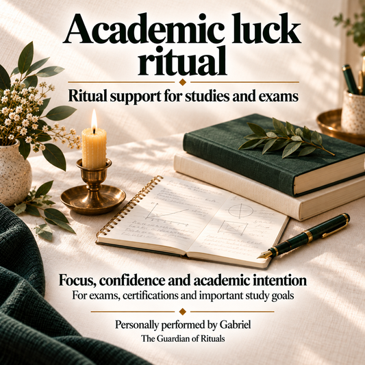 Academic luck ritual, personally performed by Gabriel, offering ritual support for studies, exams, certifications and important academic goals.