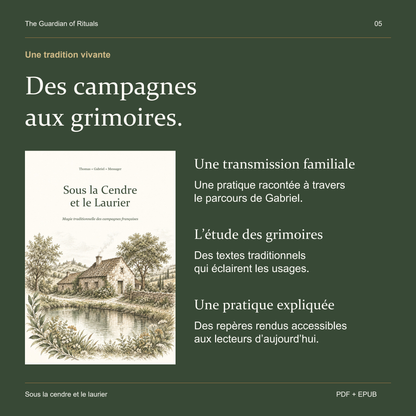 La couverture du livre accompagne une présentation de la transmission familiale et de l’étude des grimoires.