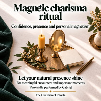 Magnetic charisma ritual, personally performed by Gabriel, centred on confidence, presence and personal magnetism for meaningful encounters and important moments.