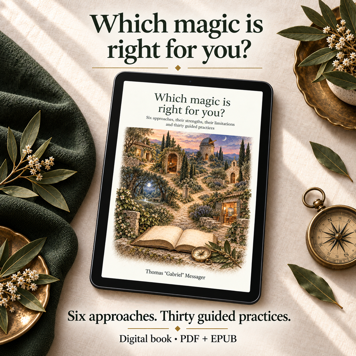 Which magic is right for you? shown on a tablet, a digital book in PDF and EPUB.