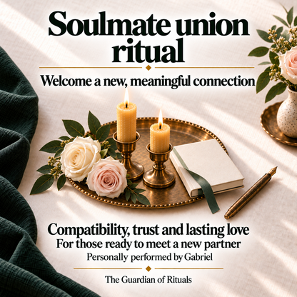 Soulmate union ritual, personally performed by Gabriel, focused on welcoming a new compatible partner and a meaningful relationship built on trust and lasting love.